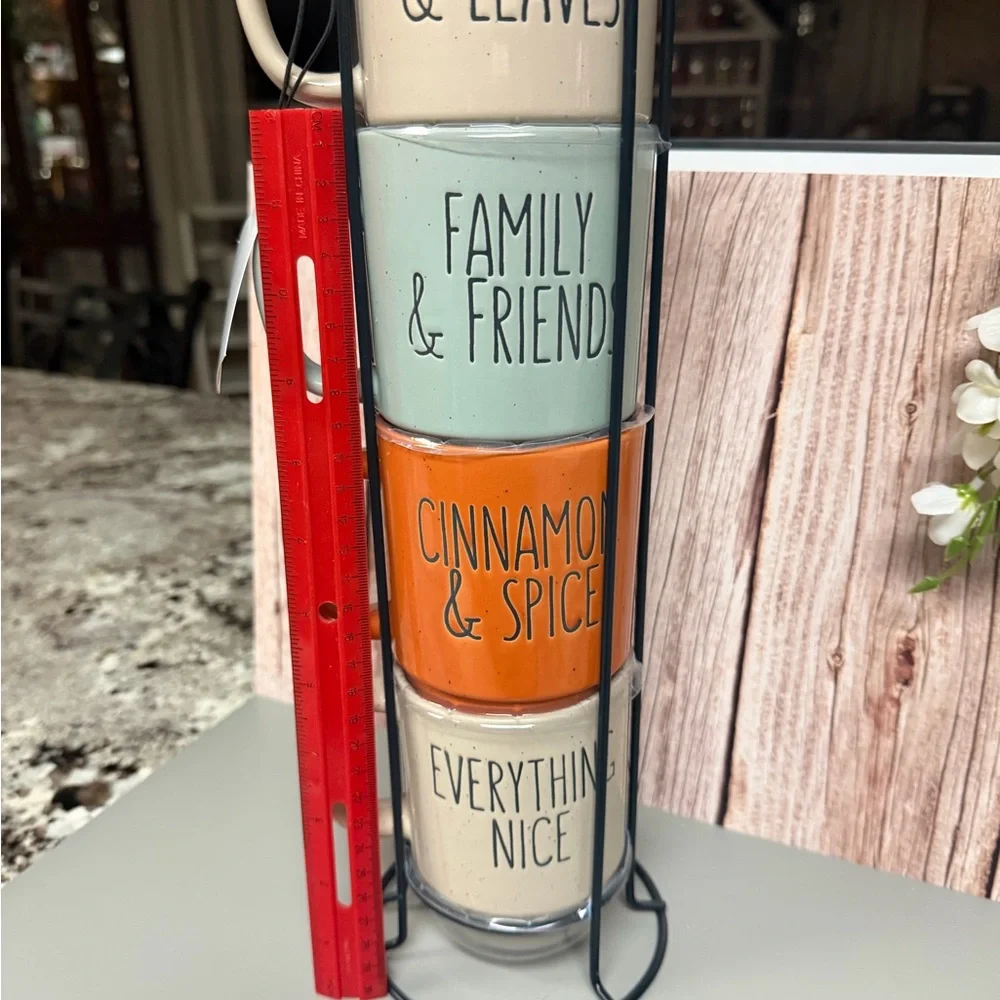 Stackable Fall  Mugs Set with Stand - Picture 4 of 5